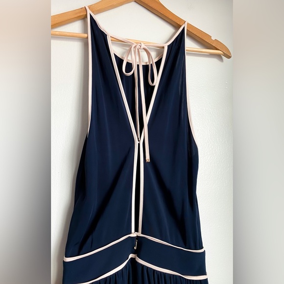 $228‼️Juicy Couture La Brea Halter Vicose Mini Dress Navy Gold Embossed Logo XS - Picture 6 of 11
